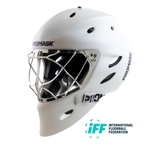 Målmands hjelm - Promask Raptor X1 - Hvid floorball hjelm / Ishockey hjelm